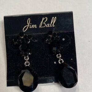 Jim Ball Black Faceted Drop Earrings